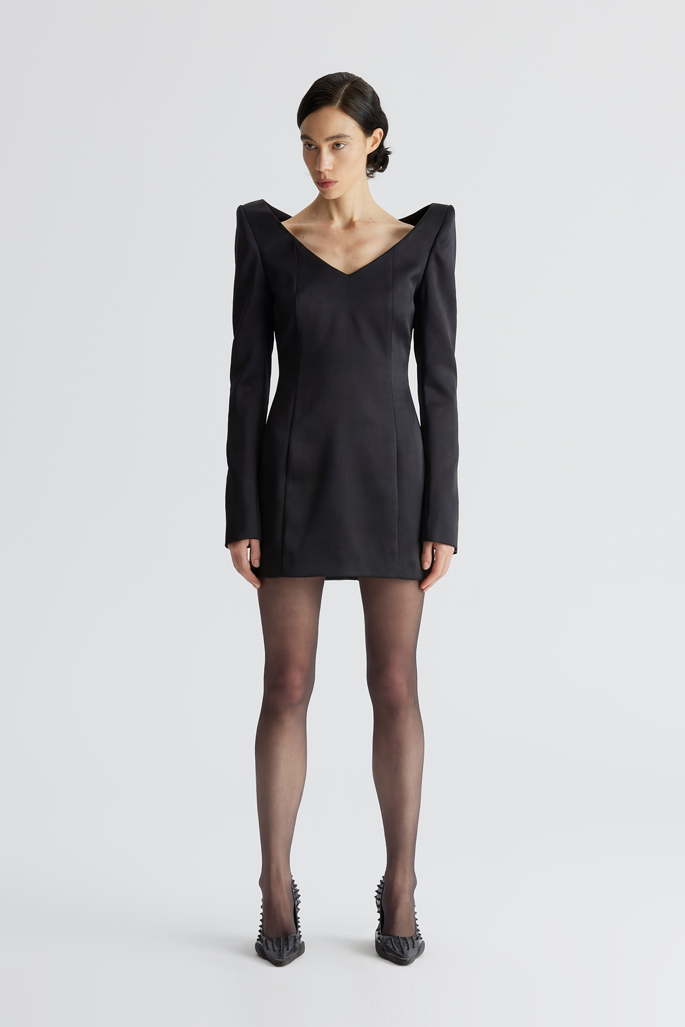 Shoulderless V-neck 3D dress