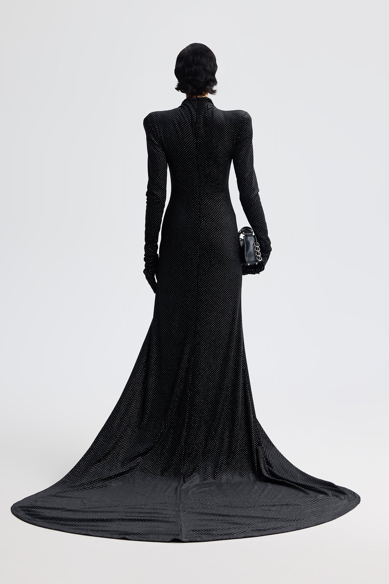 Velvet slit tuxedo dress