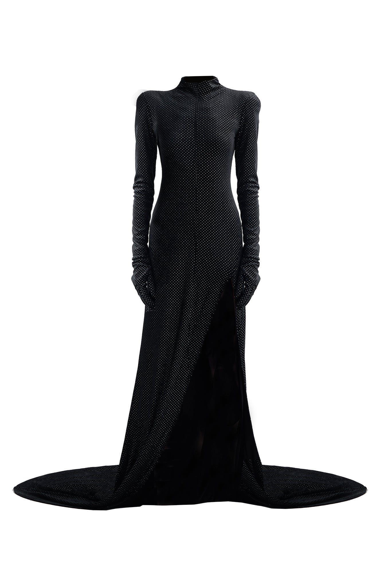 Velvet slit tuxedo dress