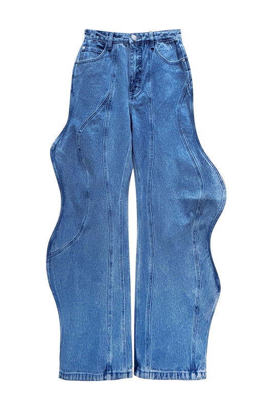 3D Wave deconstruction jeans