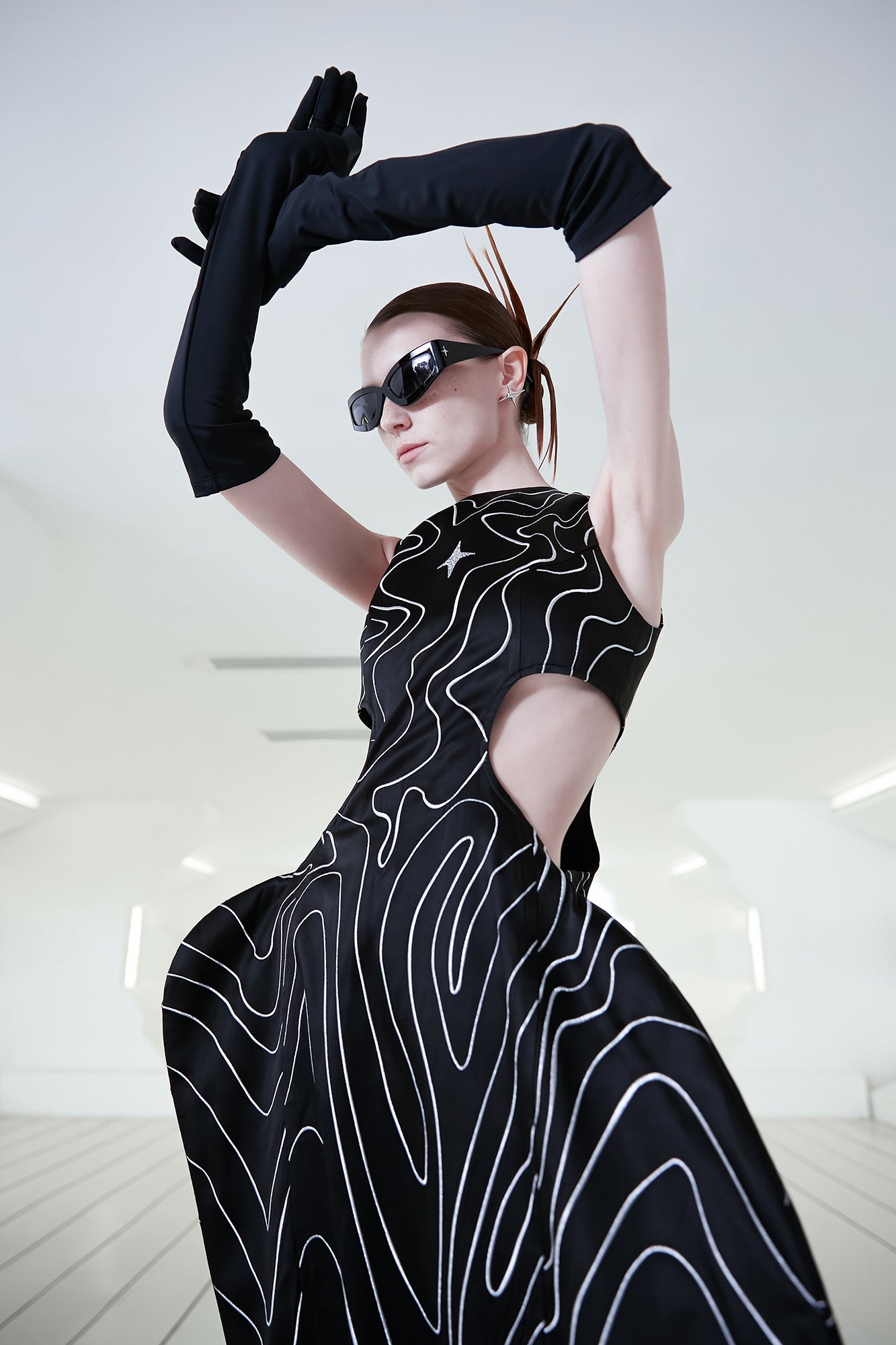 3D wave Embroidered dress – Annakiki
